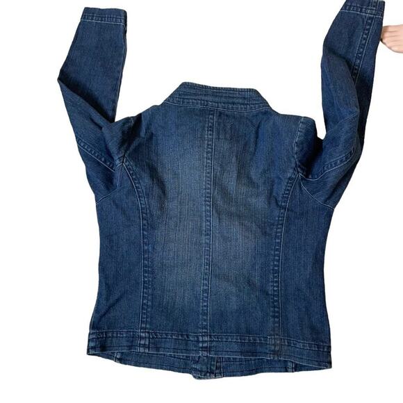Levis Strauss Signature Denim Jean Jacket Women's large Buttons fitted SZ M - Picture 6 of 8